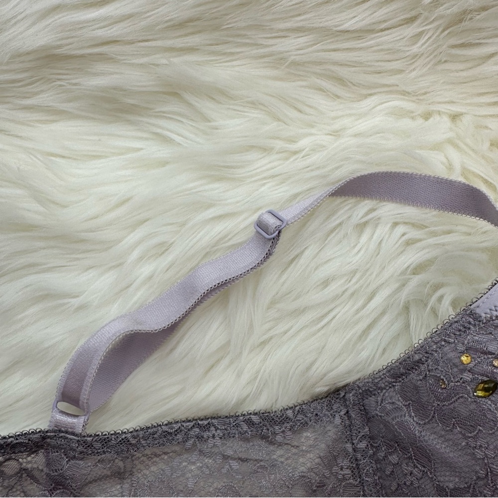 Dream Angels Demi Bra | Lace Embellished Bra in Gray & Lavender 🩶 - Picture 7 of 12